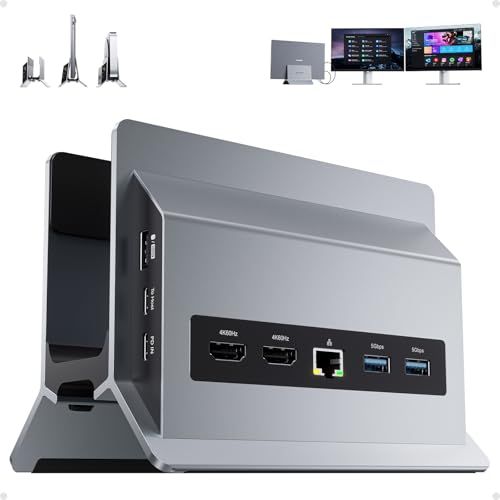 ノートパソコンドッキングステーション デュアルモニター、11 in 1 垂直 USB C ドックスタンド | PULWTOP HDMI 2 4K 60Hz、USBA/C 10Gbps 3ポート、USBA 5Gbps 、USB-A 2.0、イー b7e4015f