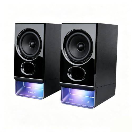 【VGP2026金賞】EDIFIER R20BT Bluetoothスピーカー｜USB-C給電・AUX入力・ヘッドホンジャック・5W RMS出力｜アプリで音質/LEDカスタム可能｜PC・スマホ対応 小型デスクトップスピーカー ブラック★m 5b9857e1