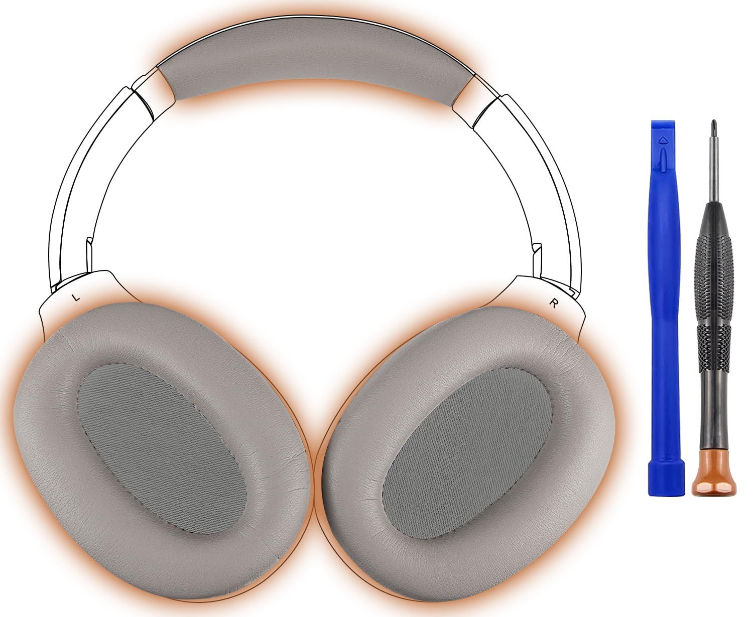 新品 SOULWIT イヤーパッド + ヘッドバンド セット for Sony WH-1000XM2 (WH1000XM2) & MDR-1000X (MDR1000X) 用 ヘッドセット 交換 キット ヘッドホン 替え パッド 劣化防止 イヤークッション D