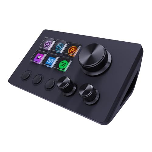 ActionRing PCワークやライブ配信向けのストリームコントローラーデック、 ビデオや画像編集用の左手デバイス、作業効率化デバイス | 自由にカスタマイズ可能な6つのマクロキーと3つのダイヤル、OBS/PowerPoint/Excel/Word/Ppms