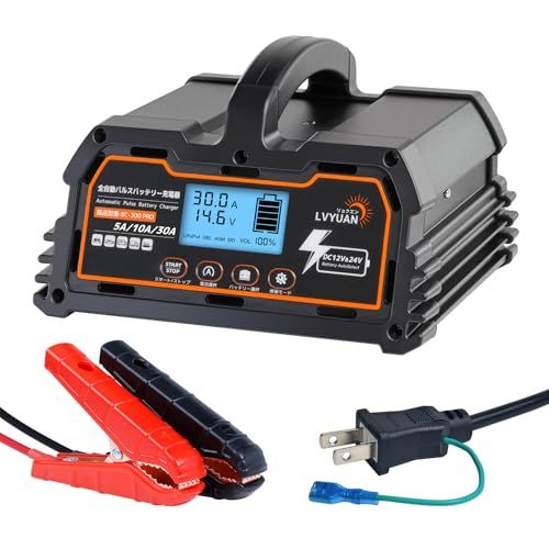 リョクエン（LVYUAN）【正規品】 30A 全自動パルスバッテリー充電器 12V/24V鉛/12Vリチウム電池両用 パルス充電器 | パルス修復 [ PSE取得済み] 緊急時 全自動 スマート充電 サルフェーション除去(脱硫) AGM/GE b326f5eb