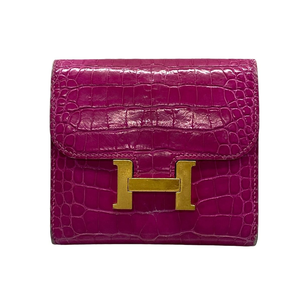 HERMES(エルメス) 2つ折り財布 コンスタンスコンパクト ローズパープル ゴールド金具