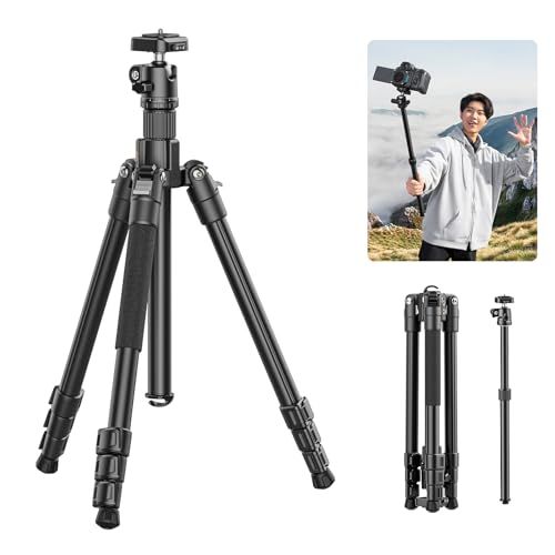 Ulanzi TT53 三脚 カメラ三脚 トラベル三脚 最大長180cm Uka用クイックシュー付き 一脚可変式 軽量 折りたたみ式 アルミ合金製 4段階伸縮 自由雲台 パノラマ撮影可能 中軸反転 最大耐荷重8KG ビデオ/一眼レフカメラ/望 c6aa1cfe