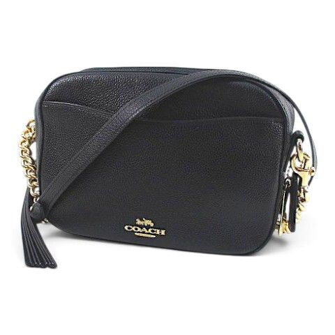 コーチ COACH ショルダーバッグ ポシェット クロスボディ 斜めがけ チェーン ブラック 黒系 レザー