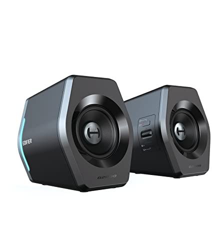 「EDIFIER直営店」Edifier G2000 ゲーミング スピーカー パソコン用 Bluetooth5.1 32W Hi-Fi音質 有線 Bluetooth/USB/AUX接続 PC対応 LEDライド付き 小型 2台一組★m 84fcb84a