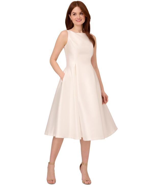 アドリアナ パペル レディース トップス ワンピース ミディ Adrianna Papell Womens BoatNeck Fit Flare Midi Dress Ivory アイボリー