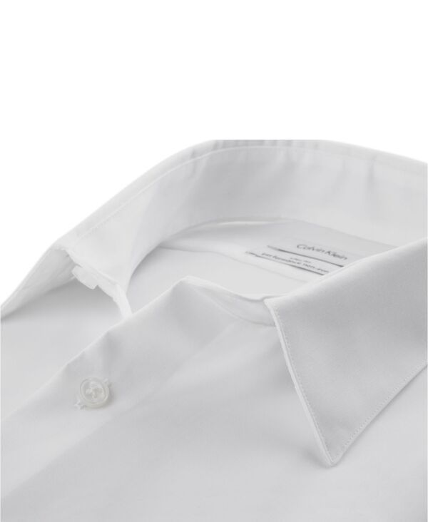カルバンクライン メンズ トップス シャツ Calvin Klein Mens SlimFit NonIron Herringbone Dress Shirt White ホワイト