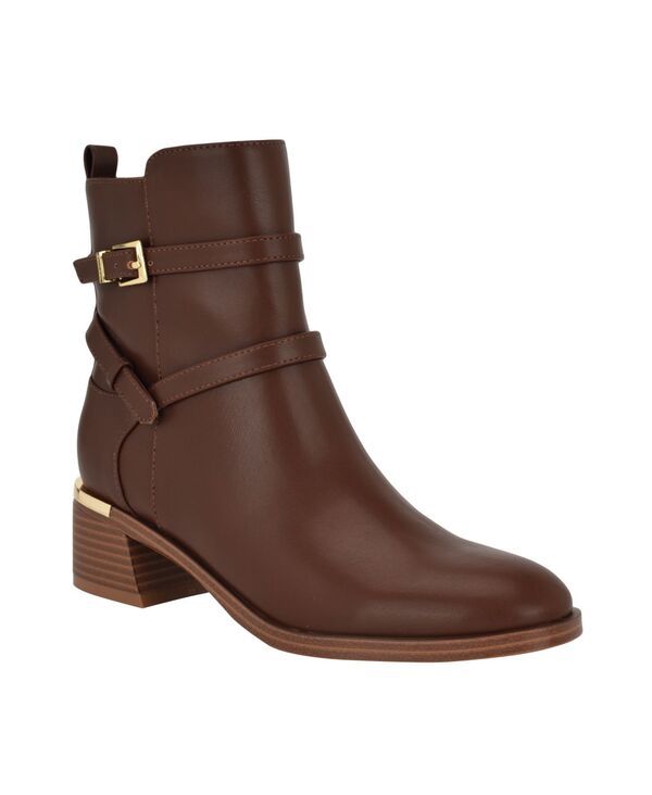 カルバンクライン レディース シューズ ブーツ・レインブーツ ヒール Calvin Klein Womens Jasen Buckle Strap Block Heel Booties Brown ブ