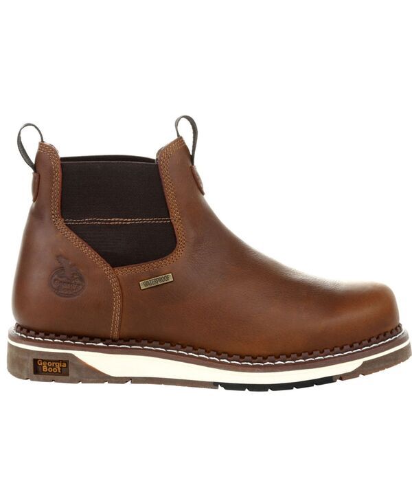 ジョージブーツ メンズ シューズ ブーツ・レインブーツ チェルシー GEORGIA BOOT Mens AMP LT Wedge Waterproof Chelsea Work Boot Brown
