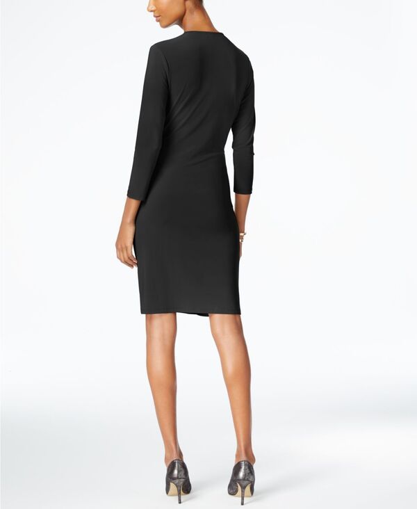 アンクライン レディース トップス ワンピース ラップワンピース プリント Anne Klein Womens Printed 34Sleeve Wrap Dress XXSPXXL Black ブラ
