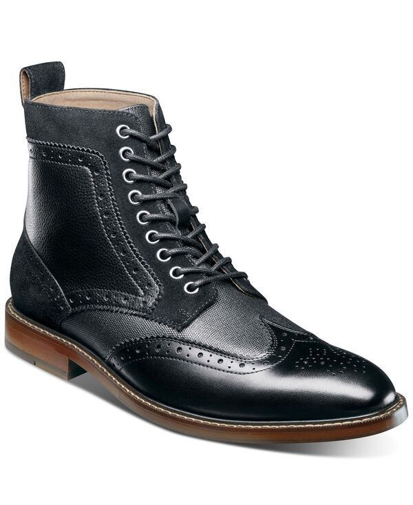 ステイシーアダムス メンズ シューズ ブーツ・レインブーツ ウィングチップ ブーツ レース Stacy Adams Mens Finnegan Wingtip LaceUp Boot Black Mu