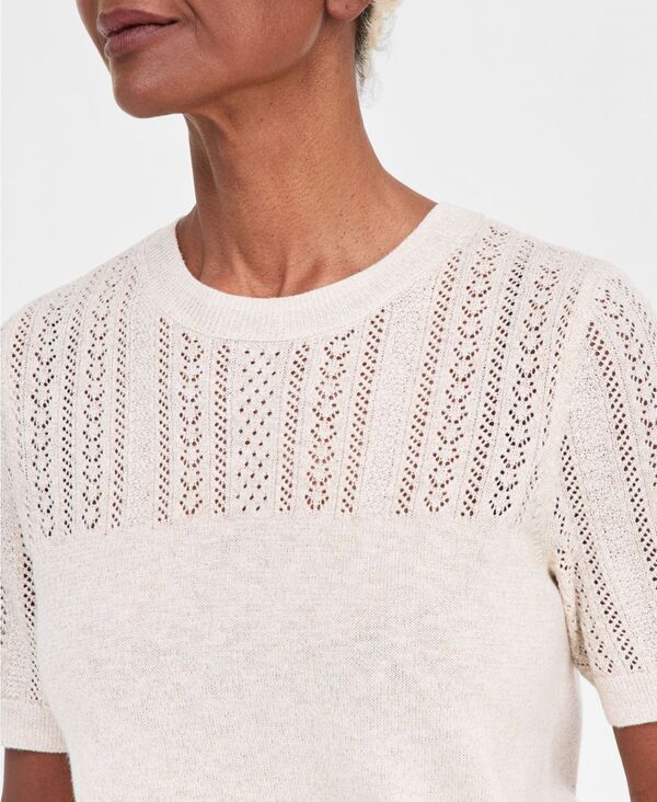スタイルアンドコー レディース アウター ニット・セーター 半袖 Style Co WomenshortSleeve Pointelle Lurex Sweater Macys Exclusive S