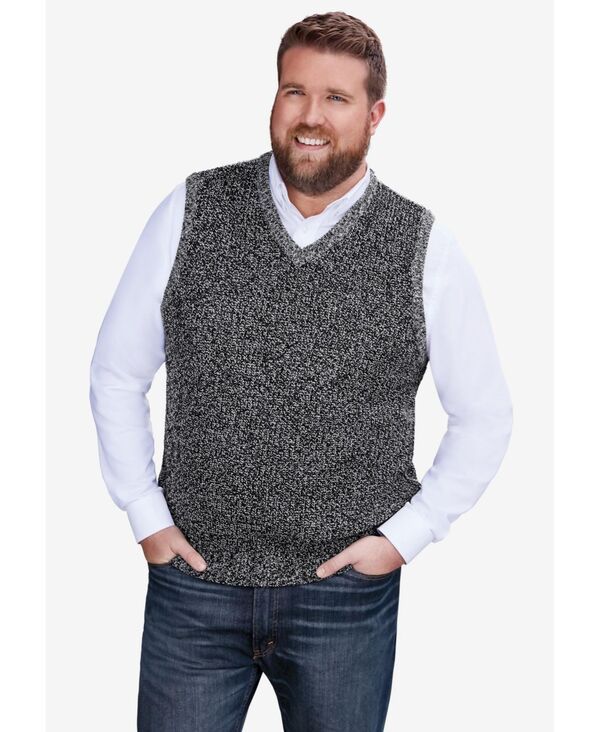キングサイズ メンズ アウター ニット・セーター Vネック トール ベスト KingSize Mens Big Tall Shaker Knit VNeck Sweater Vest Black ma