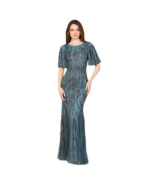 ララ レディース トップス ワンピース Lara Beaded Gown with Flutter Sleeveslate スレート