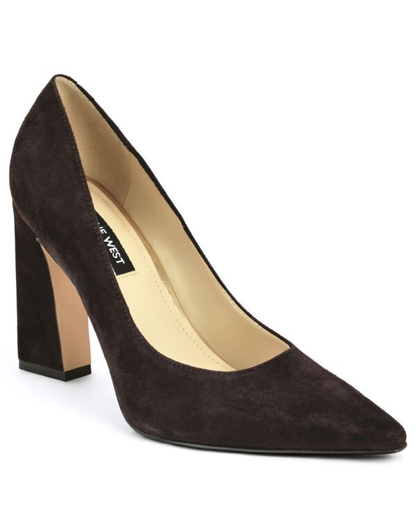 ナインウェスト レディース シューズ パンプス ヒール Nine West Womens Tamant High Tape red Block Heel Pumps Dark Brown Suede