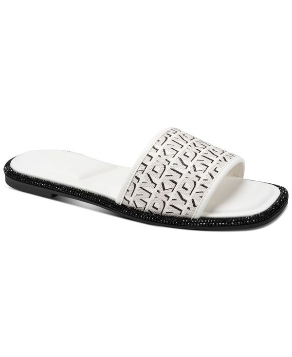 ダナ キャラン ニューヨーク レディース シューズ サンダル DKNY Womens Badin Slide Flat Sandals MarshmallowBlack Logo ブラック