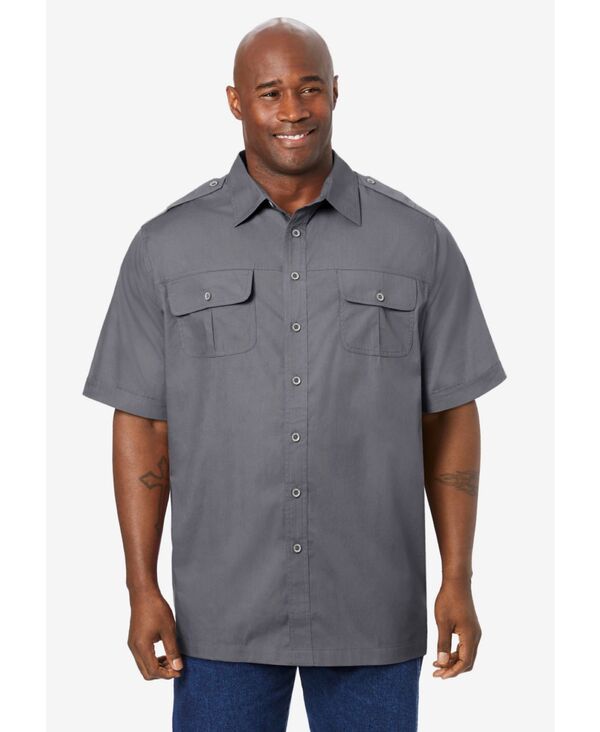 ボルダークリーク メンズ トップス シャツ トール 半袖 Boulder Creek Big Tall by KingSize ShortSleeve Pilot Shirt Steel