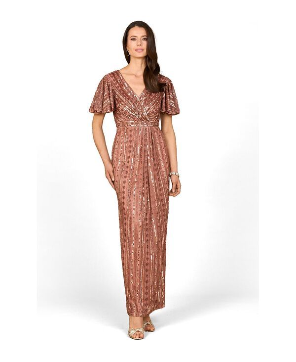 ララ レディース トップス ワンピース Lara Womens Fully Beaded Gown with Flutter Sleeves Vintage lilac ライラック