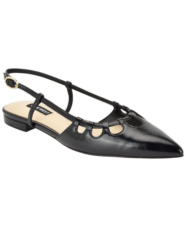 ナインウェスト レディース シューズ パンプス カットアウト Nine West Womens Harra Cutout Slingback Dress Flats Black Patent ブラック