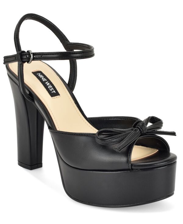 ナインウェスト レディース シューズ サンダル プラットフォーム ヒール Nine West Womens Nessle High Tape red Heel Platform Sandals Bla