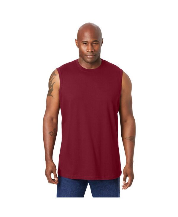 キングサイズ メンズ トップス Tシャツ トール KingSize Big Tall ShrinkLess Lightweight Muscle TShirt Rich burgundy バーガンディ