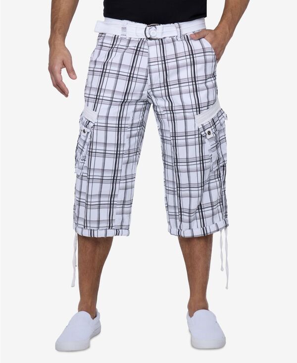 エックスレイ メンズ ボトムス ハーフパンツ・ショーツ トール ショートパンツ Big Tall XRAY Belted Below Knee Long Cargo Shorts Plaid whit