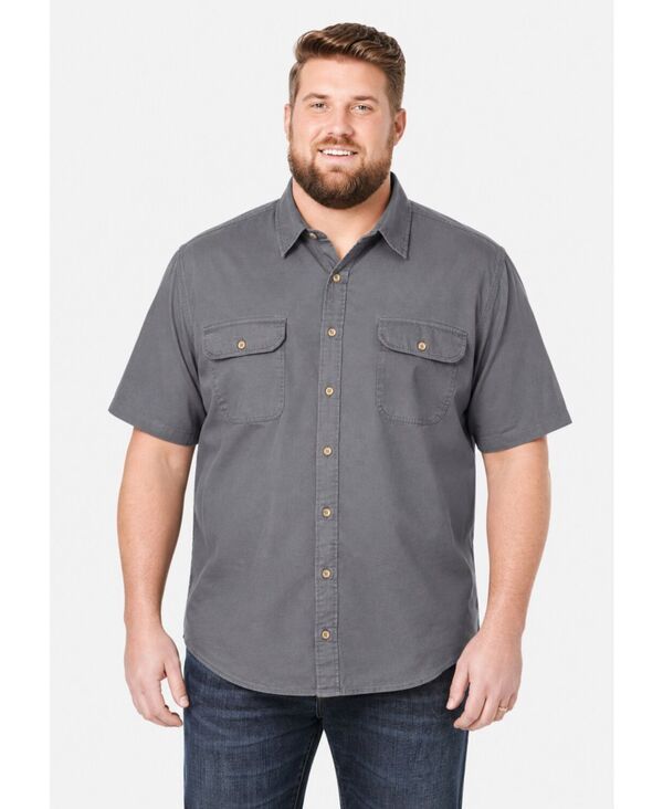 ボルダークリーク メンズ トップス シャツ トール デニム Boulder Creek Big Tall by KingSize Short Sleeve Denim and Twill Shirt