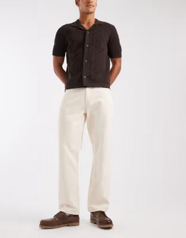 オンリーアンドサンズ メンズ ボトムス デニムパンツ ジーンズ ONLY SONS Edge straight fit jeans in ecru denim Ecru エクリュ