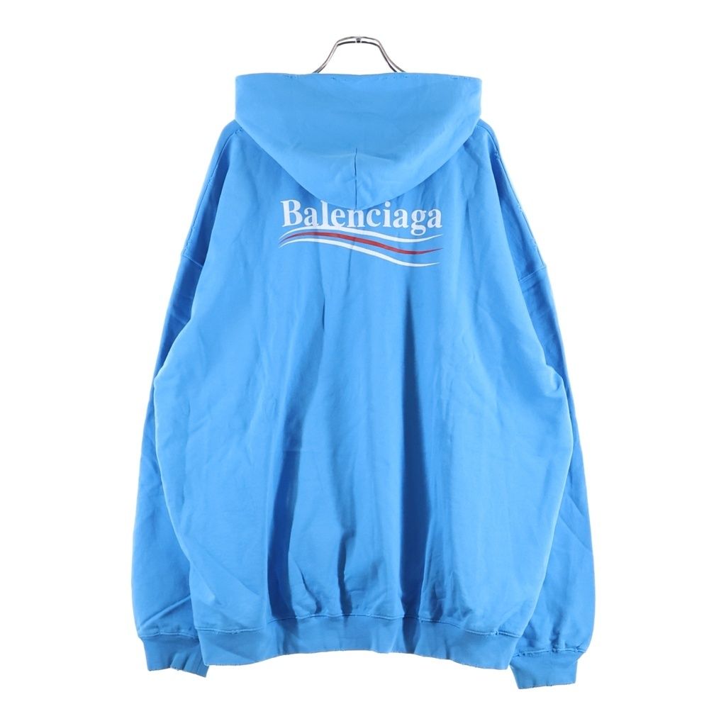 BALENCIAGA (バレンシアガ) Political Campaign Large Fit Hoodie キャンペーンロゴ オーバーサイズ プルオーバーパーカー フーディー ブルー 620973 TNVG6