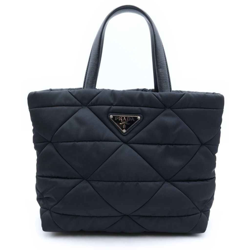 PRADA (プラダ) テスート パテッド キルティング ハンドバッグ ショルダーバッグ スモール ブラック 1BG373