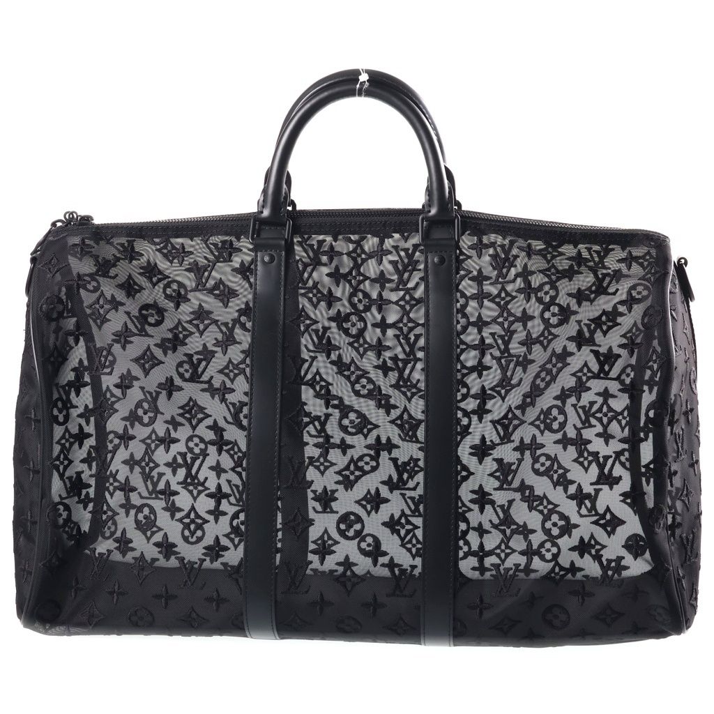 LOUIS VUITTON (ルイヴィトン) モノグラムメッシュ キーポルバンドリエール50 メッシュ 2WAYハンドバッグ ボストンバッグ トラベルバッグ ショルダーバッグ ブラック ノワール M53971
