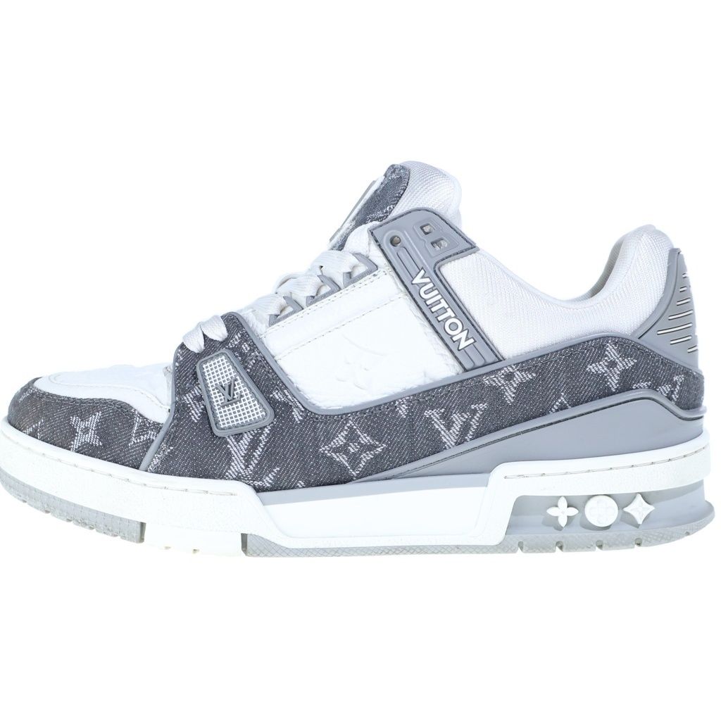 LOUIS VUITTON (ルイヴィトン) LVトレーナー モノグラムデニム レザースニーカー ホワイト×グレー 52,800円