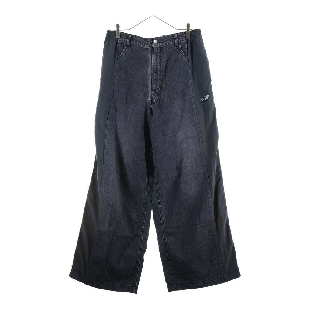 AMBUSH (アンブッシュ) 23SS デニム切り替えワイドトラックパンツ ブラック/イエロー 12114315