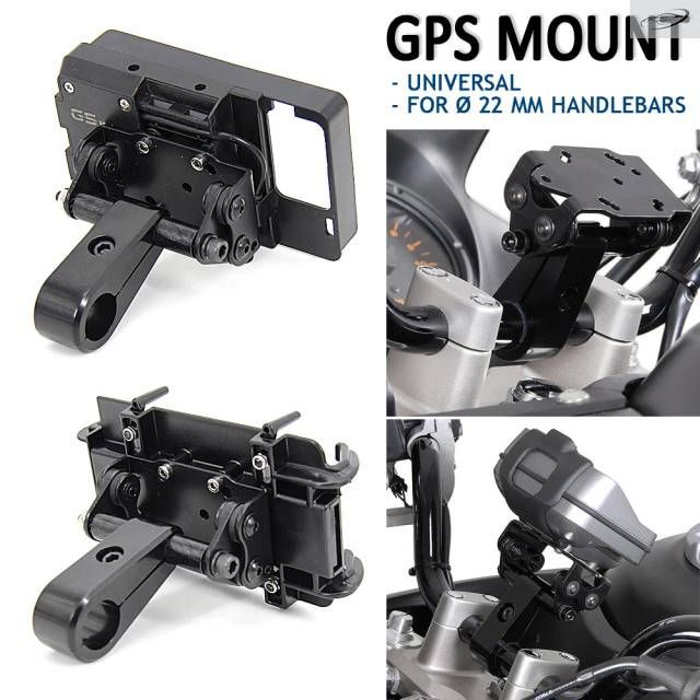 ? 22mmハンドルバー用 ブラック オートバイスマートフォン/GPSマウント ハンドルバークランプ