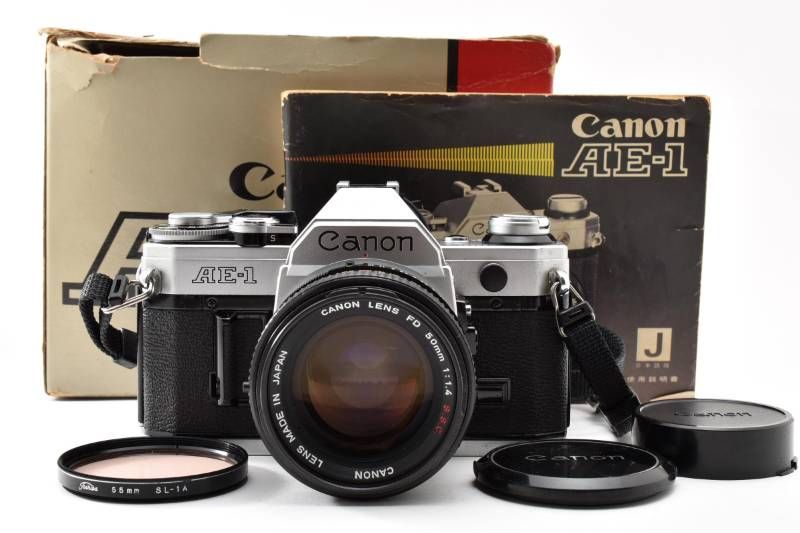 実用品 箱あり Canon キャノン AE-1 シルバー / FD 50mm 1.4 S.S.C. レンズキット フィルム一眼カメラ #4508