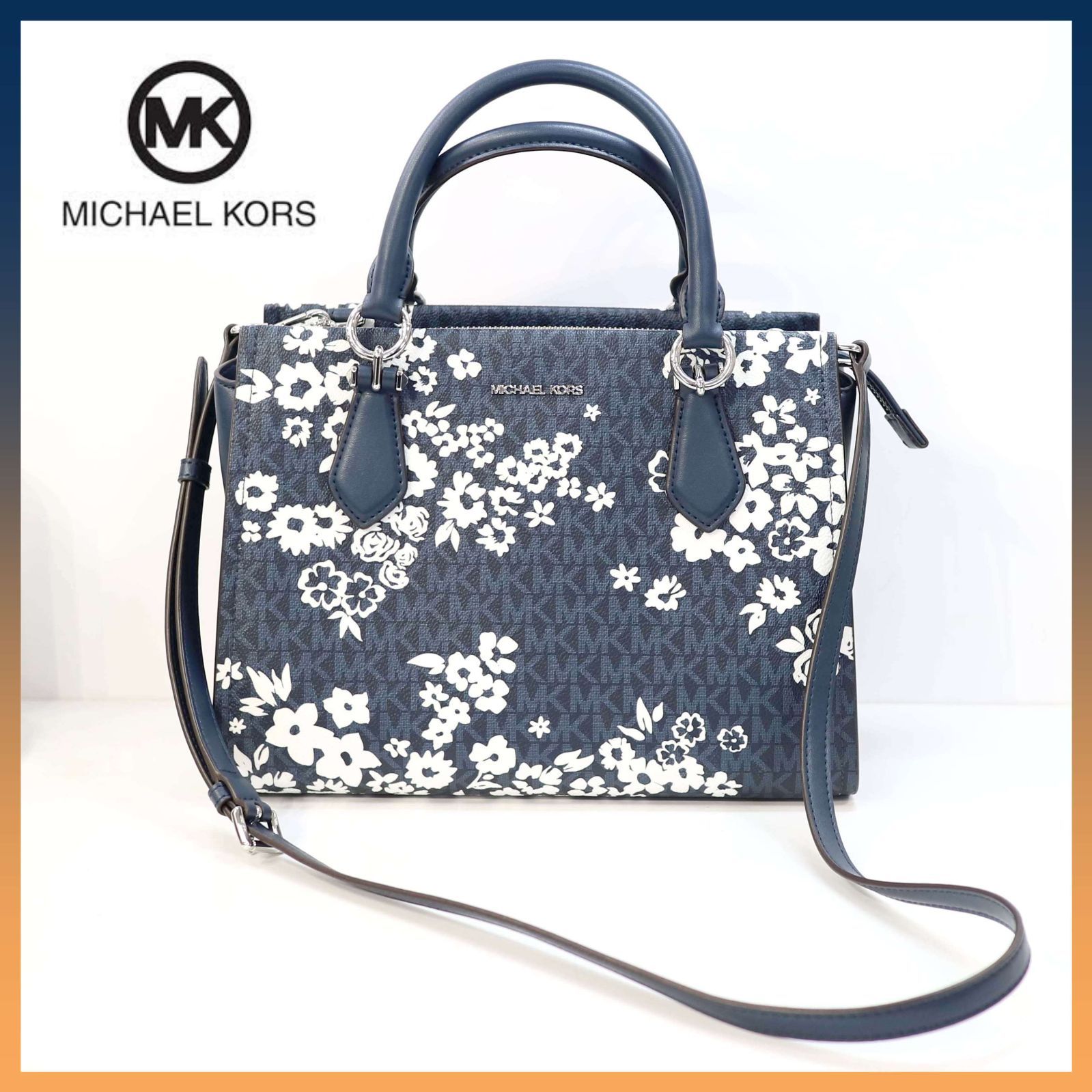 美品】 MICHAEL KORS MARILYN サッチェル ミディアム 花柄 フラワー 