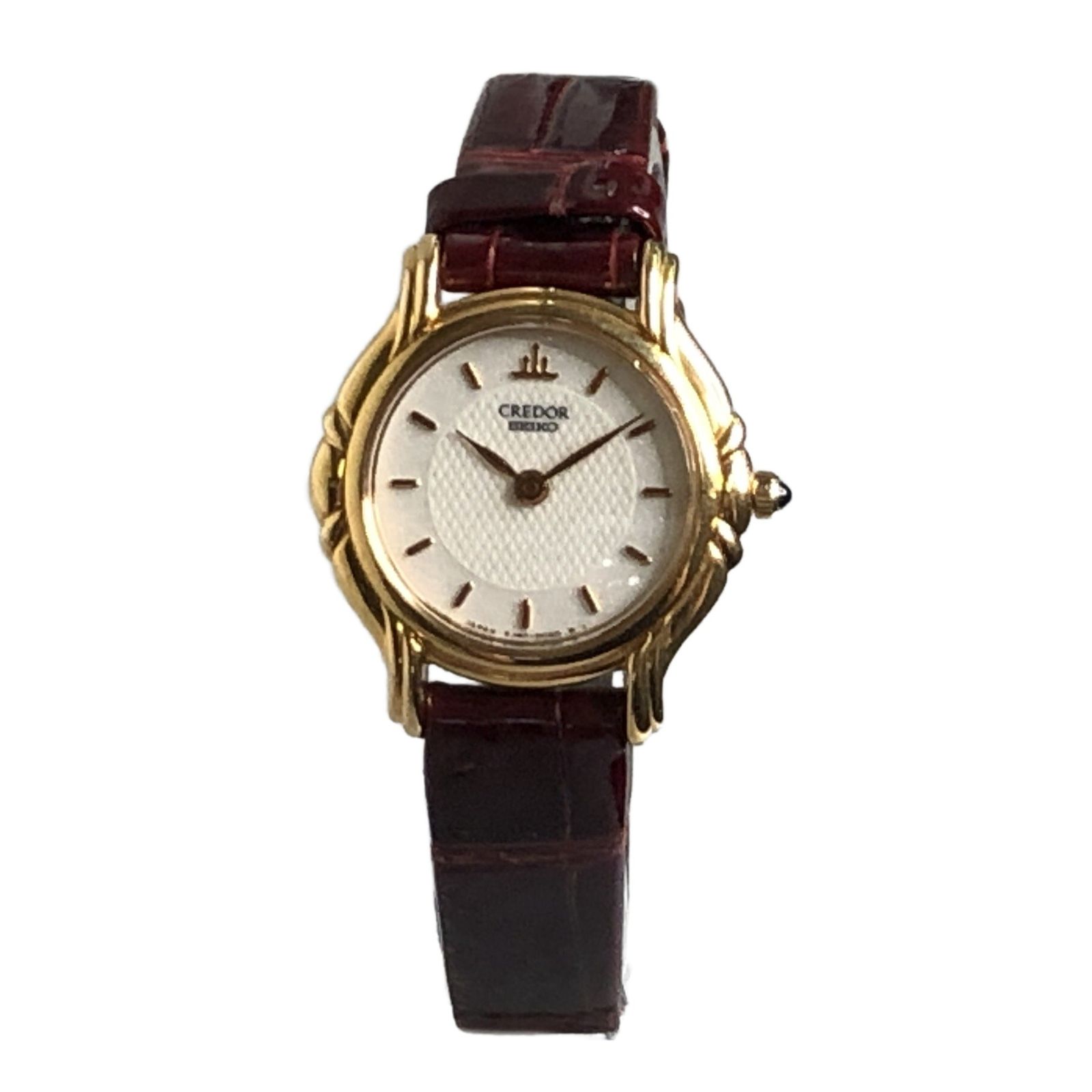 SEIKO セイコー 2J80-0070 クレドール K18PG レザー クォーツ レディース 腕時計 不動 中古 訳あり T11489239