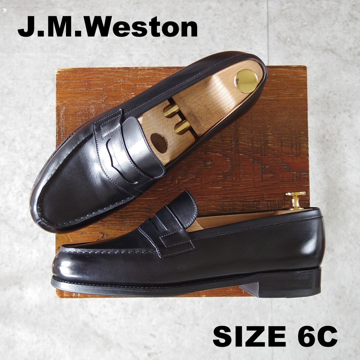 美品★J.M.ウエストン 6C【定価￥165,000-★180/コインローファー】41ラスト/ボックスカーフ/黒/メンズ/Weston/ウェストン★p263