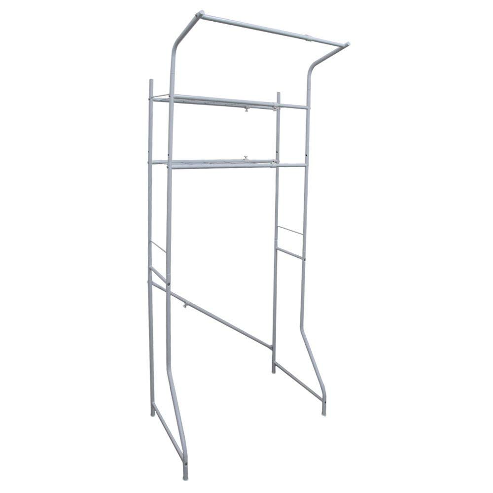 ★新品★WEIMALL ランドリーラック 伸縮 幅60?93cm 2段 洗濯機 ラック 収納棚 ハンガーラック付き