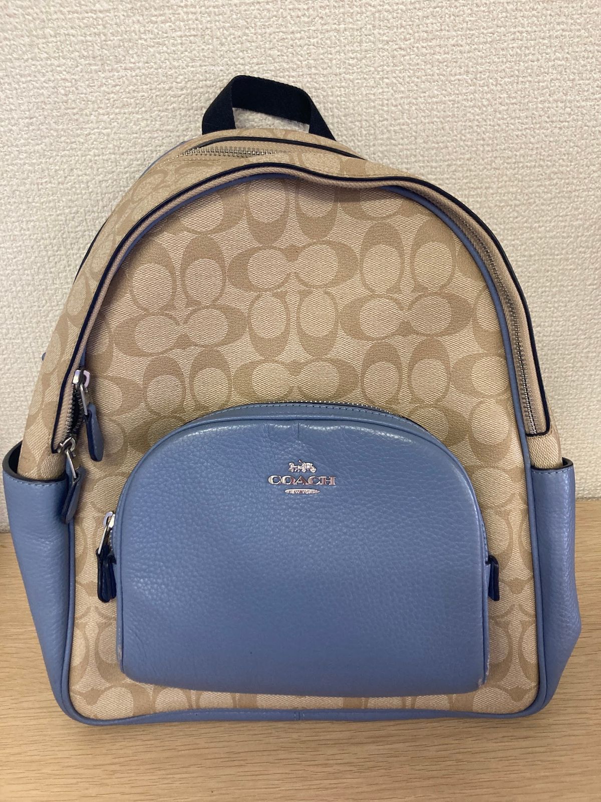 ￥ COACH コーチ シグネチャー バックパック リュック カーキ ブルー レザー【バッグ】【7】 11,928円