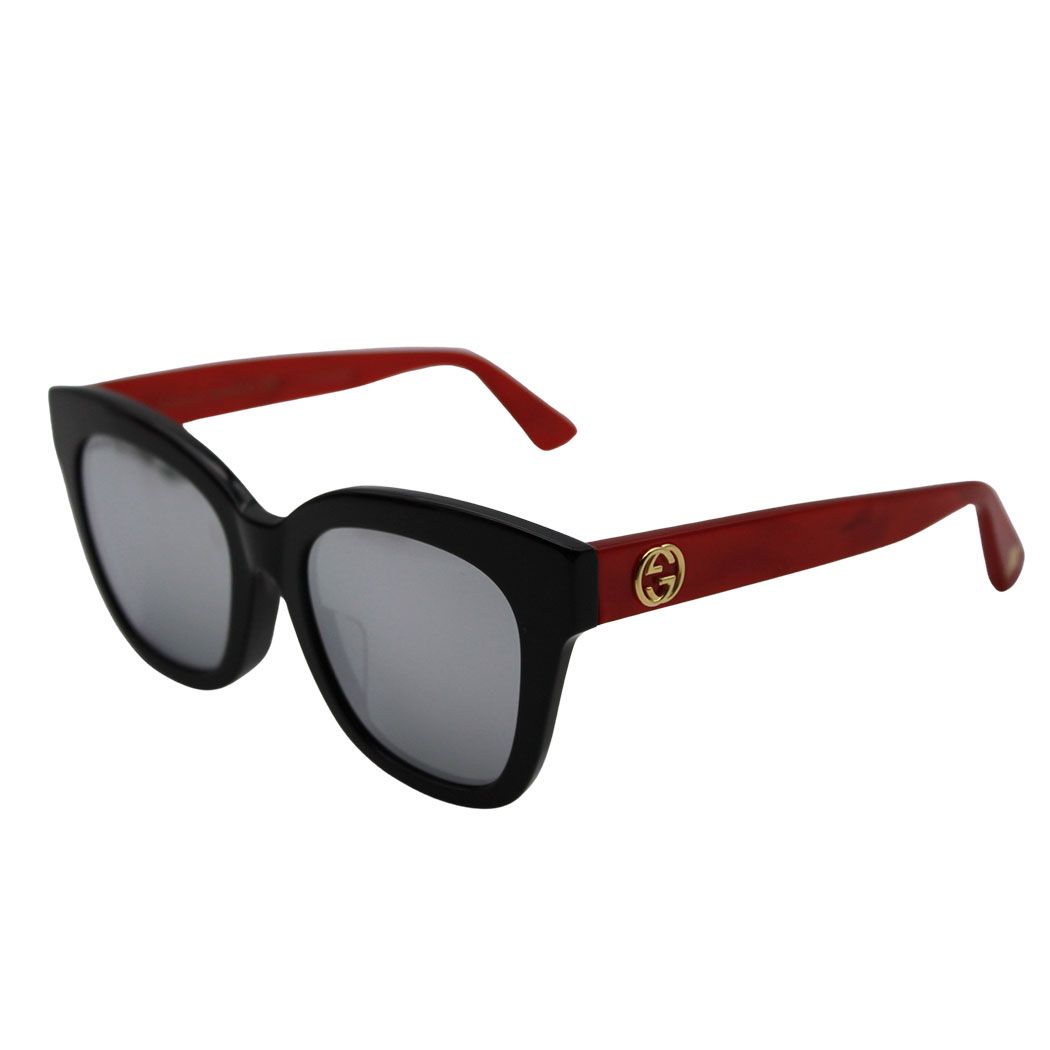 グッチ GUCCI サングラス レディース ブランド GG レッド ブラック GG0029SA 蜂 虎 かっこいい ユニーク 赤 52□20 【中古】