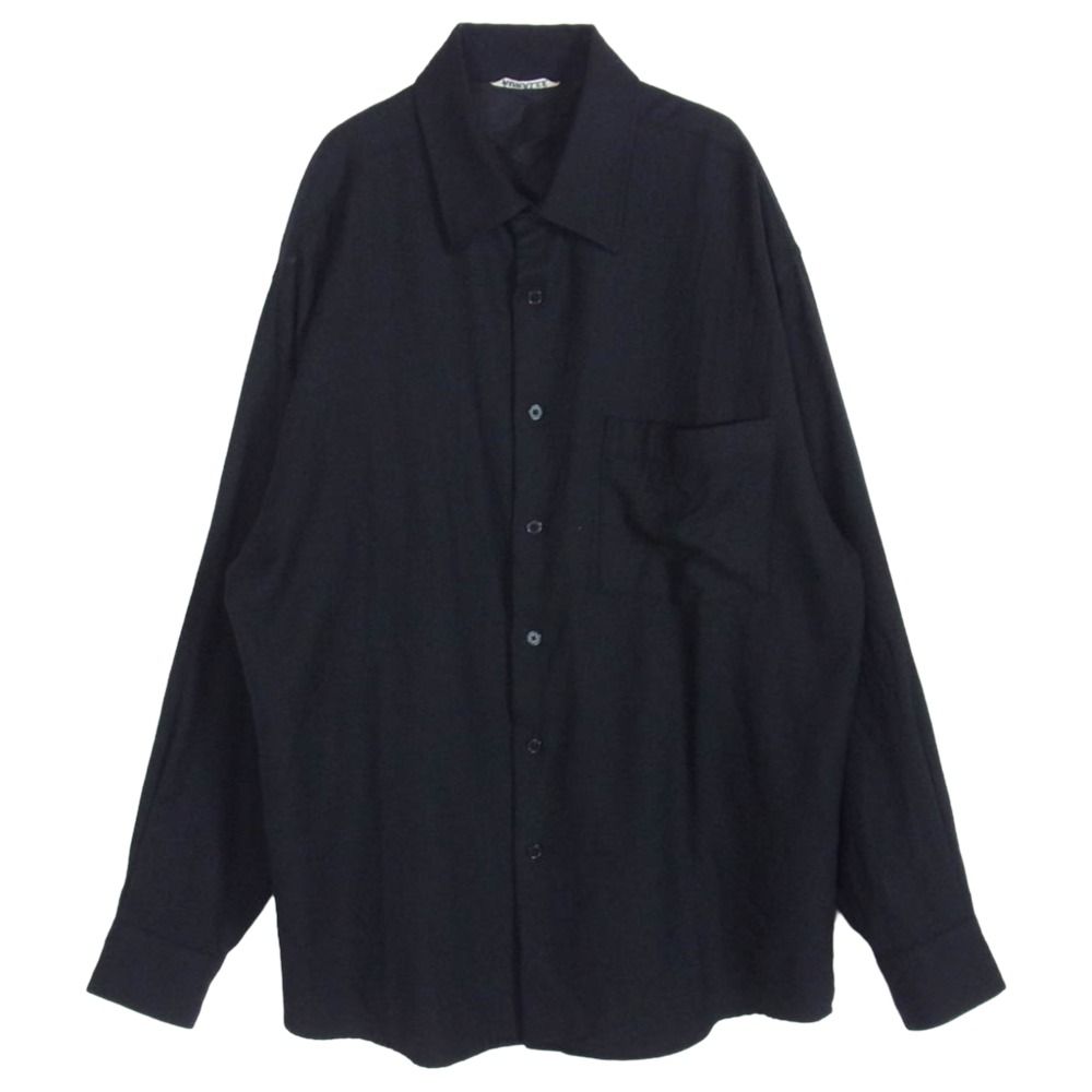 AURALEE オーラリー A21AS01OS SUPER LIGHT WOOL SHIRTS スーパーライト ウール 長袖 シャツ ブラック系 4【中古】