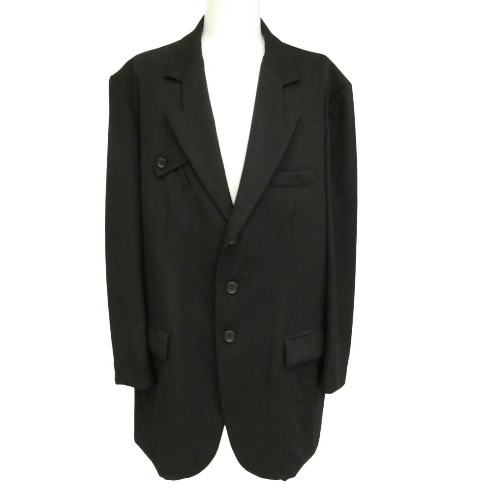 Yohji Yamamoto POUR HOMME ヨウジヤマモトプールオム 23SS HZ-J22-100 GABARDINE I-CHANGING PEAK GABARDINE JK 変形ピークドラペル ウールギャバジンジャケット ブラック系【中古】