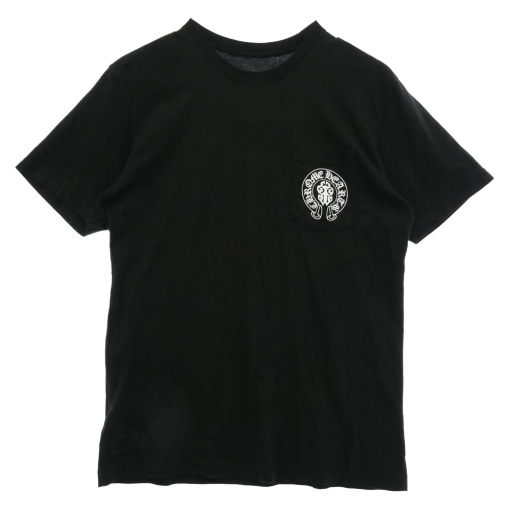 CHROME HEARTS クロムハーツ（原本無） American Flag Dagger Tee ホースシュー 星条旗 アメリカンフラッグ バックプリント 半袖 Tシャツ ブラック系 L【中古】