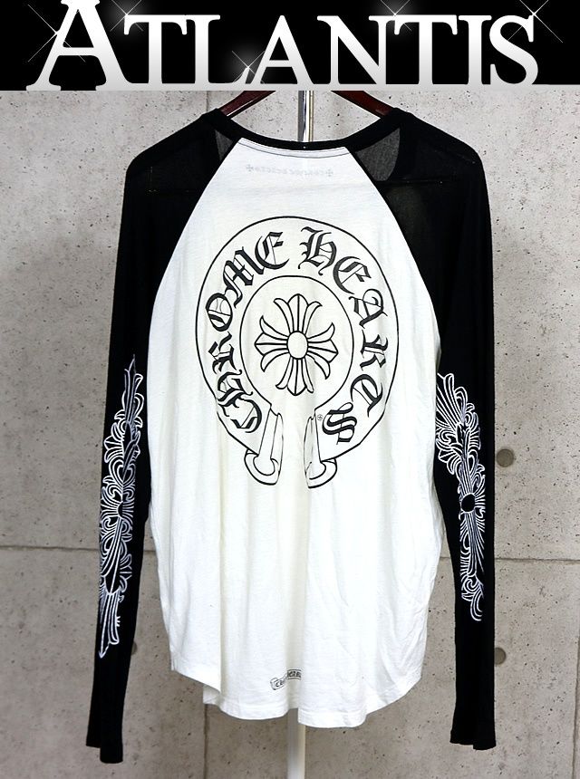 CHROME HEARTS 銀座店 クロムハーツ オールド 袖フローラルクロス ホースシュー ラグラン ロンT 長袖 メンズ size:L 白/黒 104137 98,945円