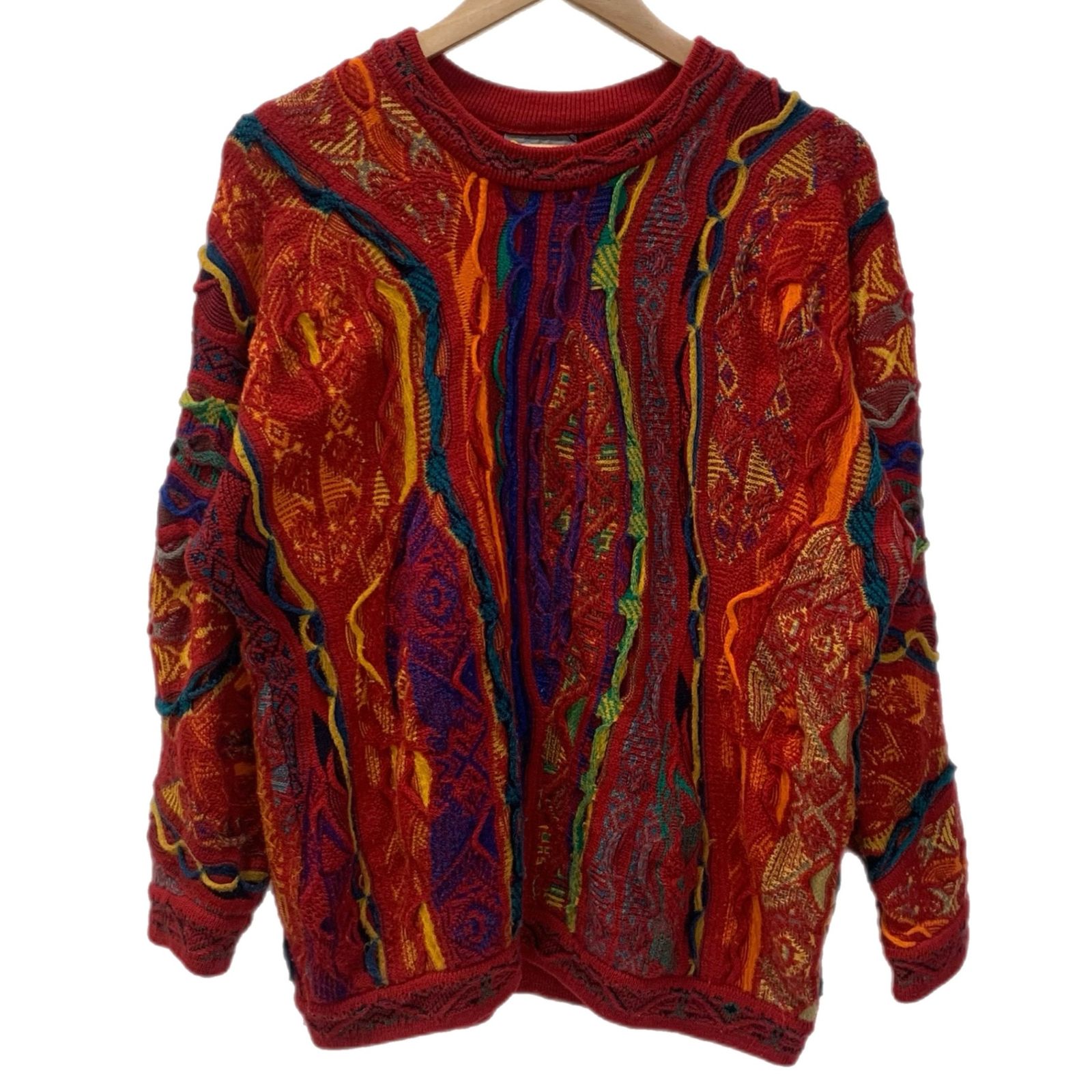 クージー COOGI 3D Knit Sweater クルーネック プルオーバー セーター レッド Mサイズ 201MT-6500