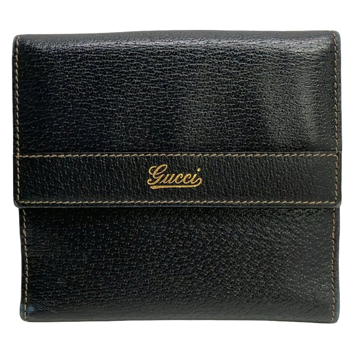 GUCCI(グッチ) Wホック財布 GG柄 131854 黒 レザー