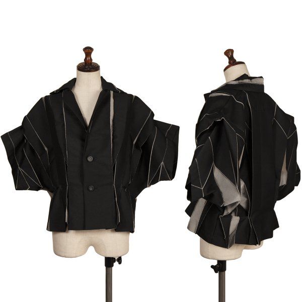 イッセイミヤケISSEY MIYAKE ポリ混折り紙デザインジャケット 黒グレー2 75,946円