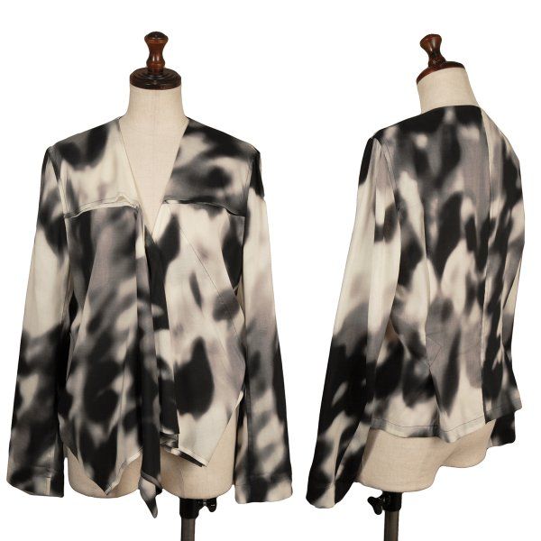 イッセイミヤケISSEY MIYAKE テンセル総柄ラップジャケット 黒オフ2