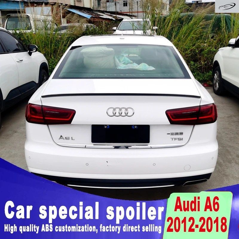 2012～2018年式 アウディ A6 C7 S6用 スポイラー グロッシーブラック カーボンファイバー製